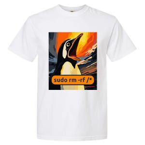 Screaming Tux Linux Sudo Rm Rf Garment-Dyed Heavyweight T-Shirt