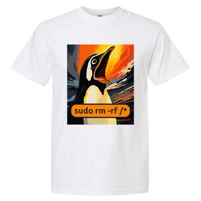 Screaming Tux Linux Sudo Rm Rf Garment-Dyed Heavyweight T-Shirt