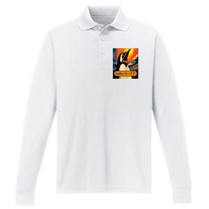 Screaming Tux Linux Sudo Rm Rf Performance Long Sleeve Polo