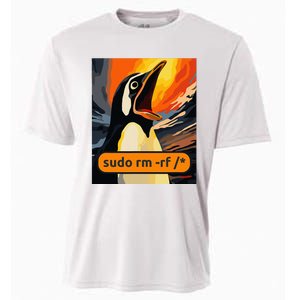 Screaming Tux Linux Sudo Rm Rf Cooling Performance Crew T-Shirt