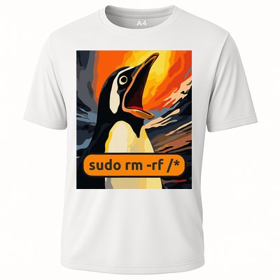 Screaming Tux Linux Sudo Rm Rf Cooling Performance Crew T-Shirt