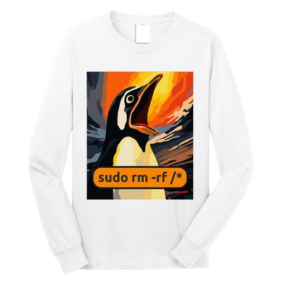 Screaming Tux Linux Sudo Rm Rf Long Sleeve Shirt