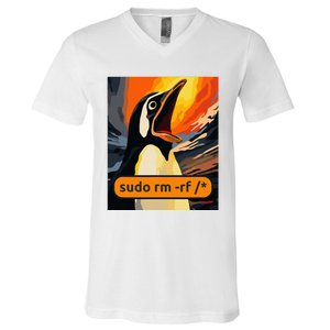 Screaming Tux Linux Sudo Rm Rf V-Neck T-Shirt