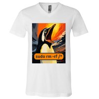 Screaming Tux Linux Sudo Rm Rf V-Neck T-Shirt