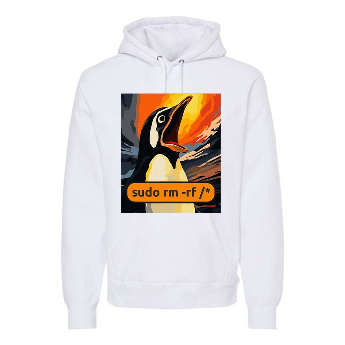 Screaming Tux Linux Sudo Rm Rf Premium Hoodie