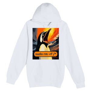 Screaming Tux Linux Sudo Rm Rf Premium Pullover Hoodie