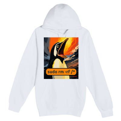 Screaming Tux Linux Sudo Rm Rf Premium Pullover Hoodie