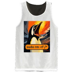 Screaming Tux Linux Sudo Rm Rf Mesh Reversible Basketball Jersey Tank