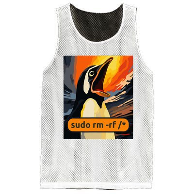 Screaming Tux Linux Sudo Rm Rf Mesh Reversible Basketball Jersey Tank