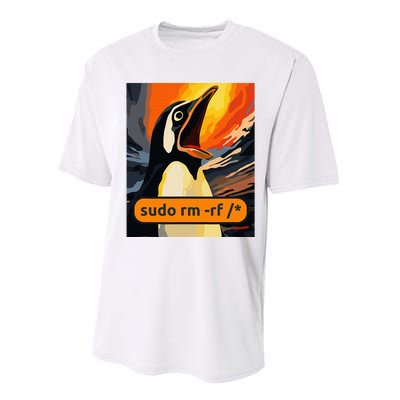 Screaming Tux Linux Sudo Rm Rf Performance Sprint T-Shirt