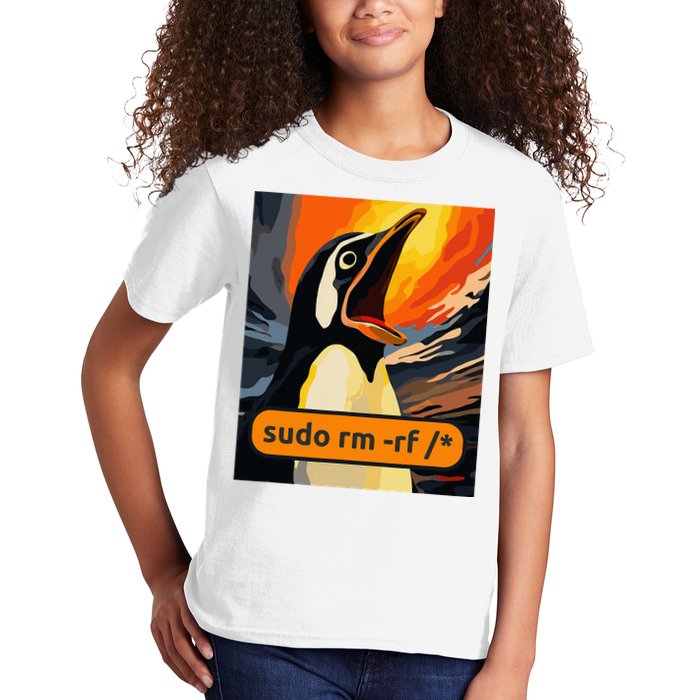 Screaming Tux Linux Sudo Rm Rf Kids T-Shirt