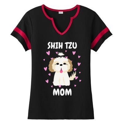 Shih Tzu Mom Mummy Mama Mum Mommy Mother's Day Mother Owner Ladies Halftime Notch Neck Tee