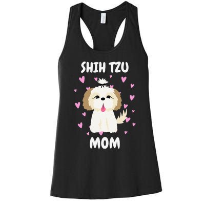 Shih Tzu Mom Mummy Mama Mum Mommy Mother's Day Mother Owner Women's Racerback Tank