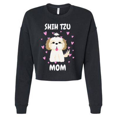 Shih Tzu Mom Mummy Mama Mum Mommy Mother's Day Mother Owner Cropped Pullover Crew