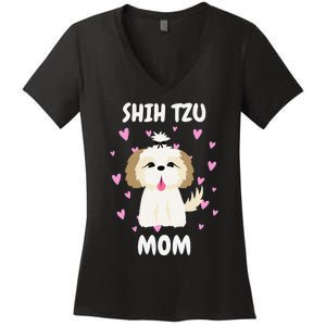 Shih Tzu Mom Mummy Mama Mum Mommy Mother's Day Mother Owner Women's V-Neck T-Shirt