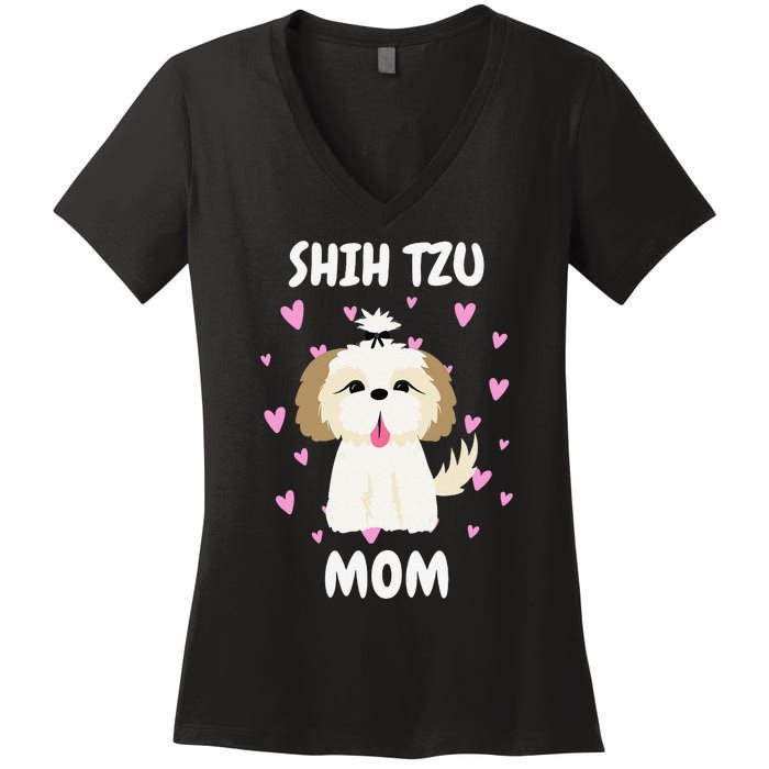 Shih Tzu Mom Mummy Mama Mum Mommy Mother's Day Mother Owner Women's V-Neck T-Shirt