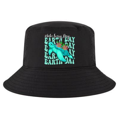 Sea Turtle Make Every Day Earth Day Save Our Planet Groovy Cool Comfort Performance Bucket Hat