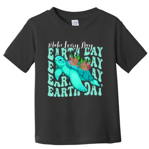 Sea Turtle Make Every Day Earth Day Save Our Planet Groovy Toddler T-Shirt