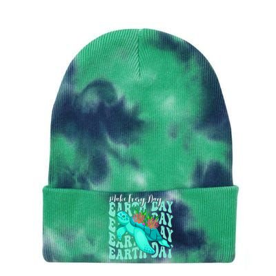 Sea Turtle Make Every Day Earth Day Save Our Planet Groovy Tie Dye 12in Knit Beanie