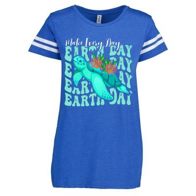 Sea Turtle Make Every Day Earth Day Save Our Planet Groovy Enza Ladies Jersey Football T-Shirt