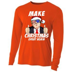 Santa Trump Make Christmas Great Again Family Matching Gift Cooling Performance Long Sleeve Crew