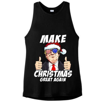 Santa Trump Make Christmas Great Again Family Matching Gift Ladies PosiCharge Tri-Blend Wicking Tank