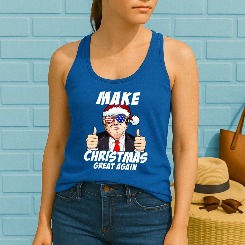 Santa Trump Make Christmas Great Again Family Matching Gift Womens Tank Top