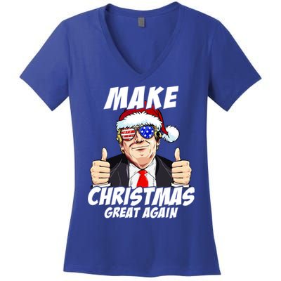 Santa Trump Make Christmas Great Again Family Matching Gift Women's V-Neck T-Shirt