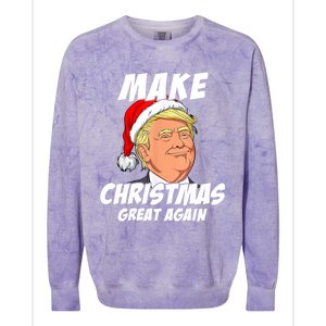 Santa Trump Make Christmas Great Again Matching Pajama Gift Colorblast Crewneck Sweatshirt