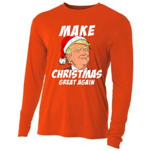 Santa Trump Make Christmas Great Again Matching Pajama Gift Cooling Performance Long Sleeve Crew