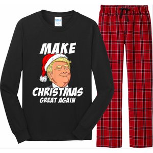 Santa Trump Make Christmas Great Again Matching Pajama Gift Long Sleeve Pajama Set