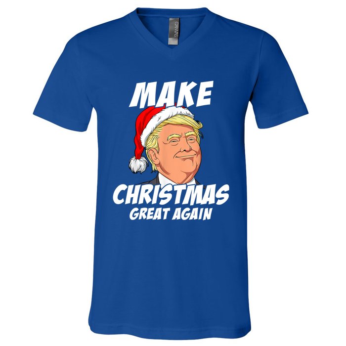 Santa Trump Make Christmas Great Again Matching Pajama Gift V-Neck T-Shirt