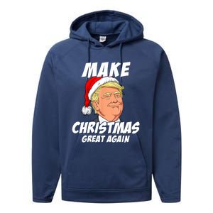 Santa Trump Make Christmas Great Again Matching Pajama Gift Performance Fleece Hoodie