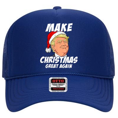 Santa Trump Make Christmas Great Again Matching Pajama Gift High Crown Mesh Back Trucker Hat