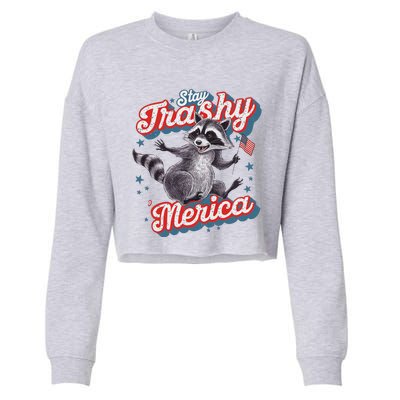 Stay Trashy ‘Merica Unhinged Funny Raccoon 4th Of July Cropped Pullover Crew