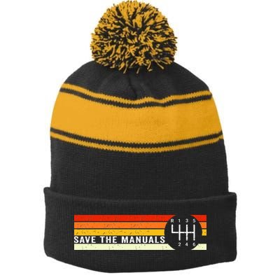 Save The Manuals 6 Speed Manual Transmission Three Pedals Stripe Pom Pom Beanie