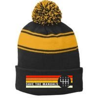 Save The Manuals 6 Speed Manual Transmission Three Pedals Stripe Pom Pom Beanie