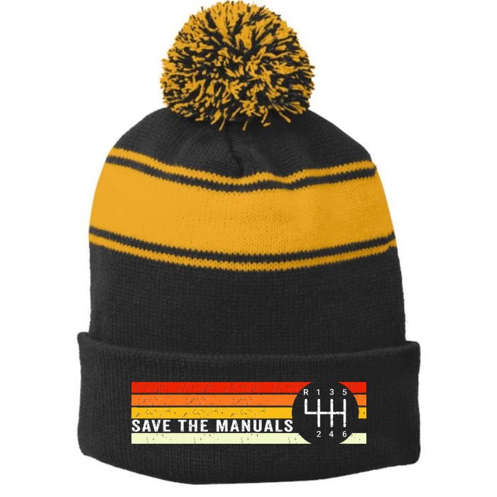 Save The Manuals 6 Speed Manual Transmission Three Pedals Stripe Pom Pom Beanie