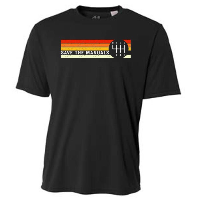 Save The Manuals 6 Speed Manual Transmission Three Pedals Cooling Performance Crew T-Shirt