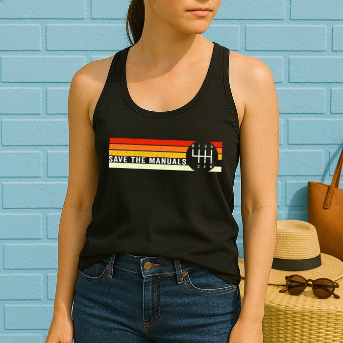 Save The Manuals 6 Speed Manual Transmission Three Pedals Womens Tank Top