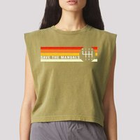 Save The Manuals 6 Speed Manual Transmission Three Pedals Garment-Dyed Women's Muscle Tee