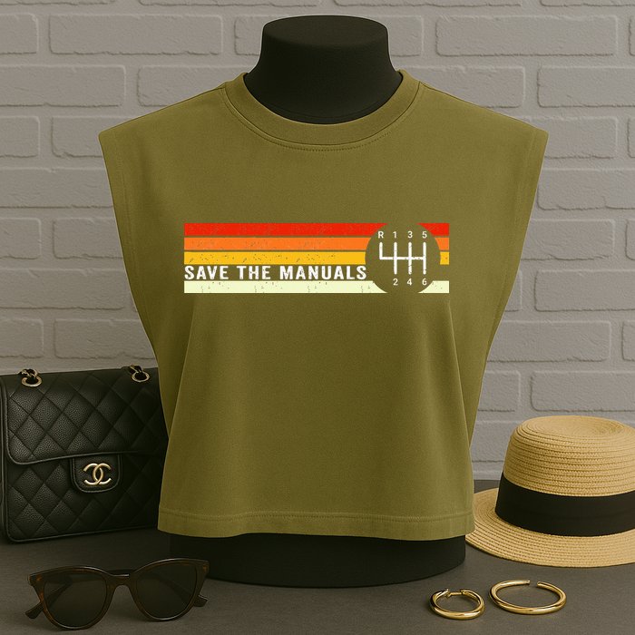 Save The Manuals 6 Speed Manual Transmission Three Pedals Garment-Dyed Women's Muscle Tee