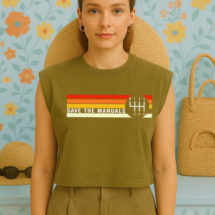 Save The Manuals 6 Speed Manual Transmission Three Pedals Garment-Dyed Women's Muscle Tee