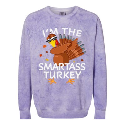 Smartass Turkey Matching Outfit Thanksgiving Pajamas Family Colorblast Crewneck Sweatshirt