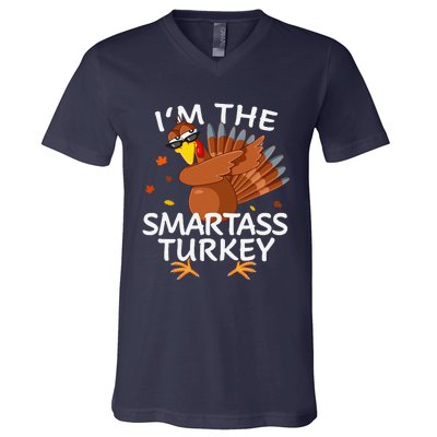 Smartass Turkey Matching Outfit Thanksgiving Pajamas Family V-Neck T-Shirt