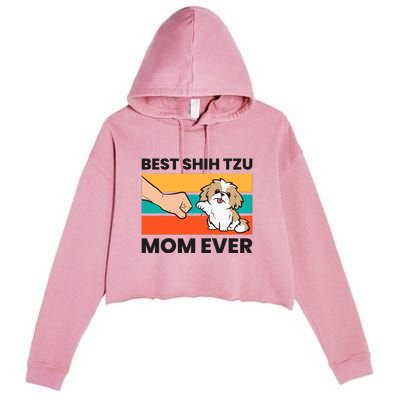 Shih Tzu Mama Best Shih Tzu Mom Ever Crop Fleece Hoodie