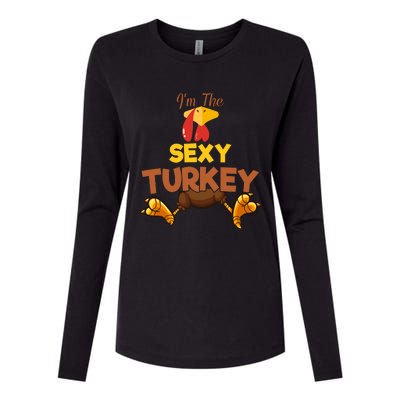 Sexy Turkey Matching Family Group Thanksgiving Gifts  Womens Cotton Relaxed Long Sleeve T-Shirt