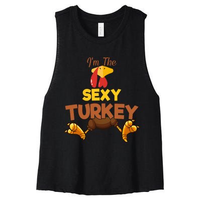 Sexy Turkey Matching Family Group Thanksgiving Gifts  Women's Racerback Cropped Tank