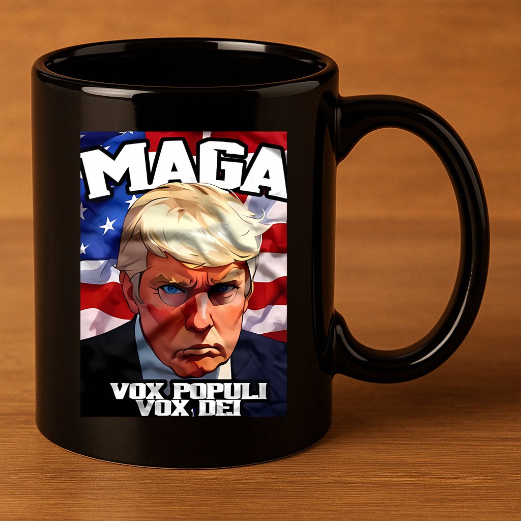 Seaofmud Trump Maga Mug Shot Vox Populi Vox Dei 11oz C Handle Ceramic Mug
