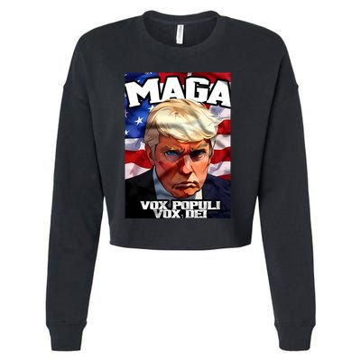 Seaofmud Trump Maga Mug Shot Vox Populi Vox Dei Cropped Pullover Crew